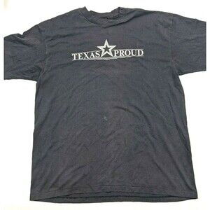 Vintage 90s Hanes Texas Proud Tee T-shirt Black XL Made in USA Single Stitch‎